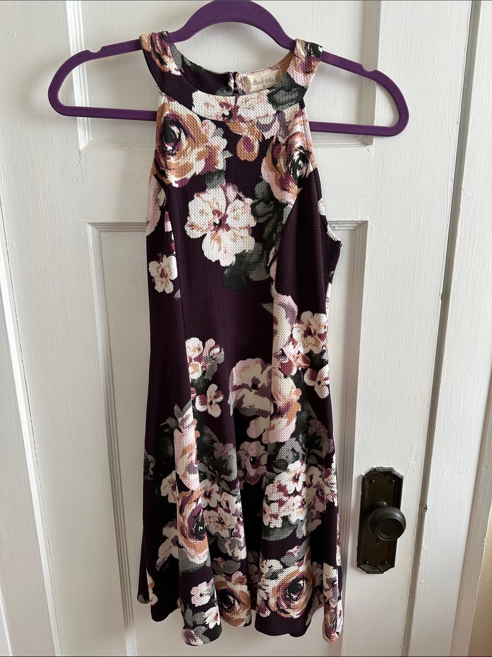 Altar'd State Plum Floral Halter Swing Dress